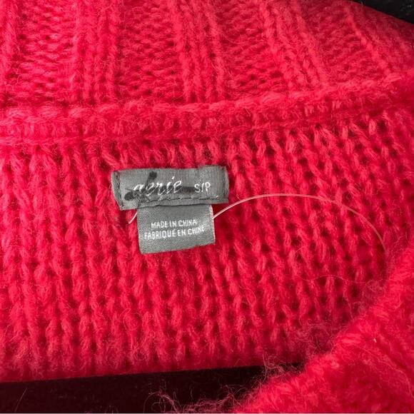 Aerie Peach Pink Happy Place Wool Blend Cable Knit Oversized Sweater Size Small - Picture 4 of 6